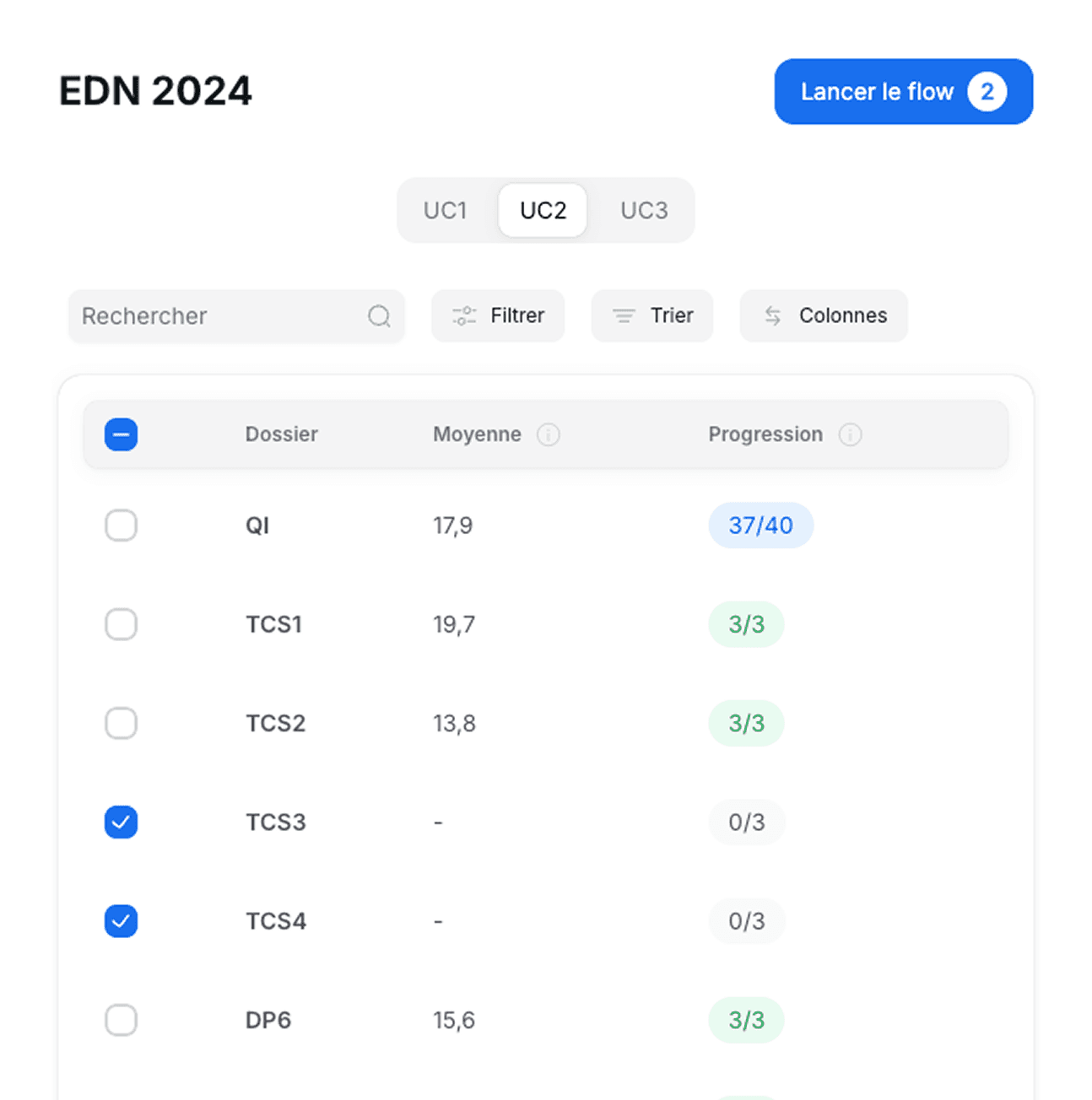 Interface de l'application